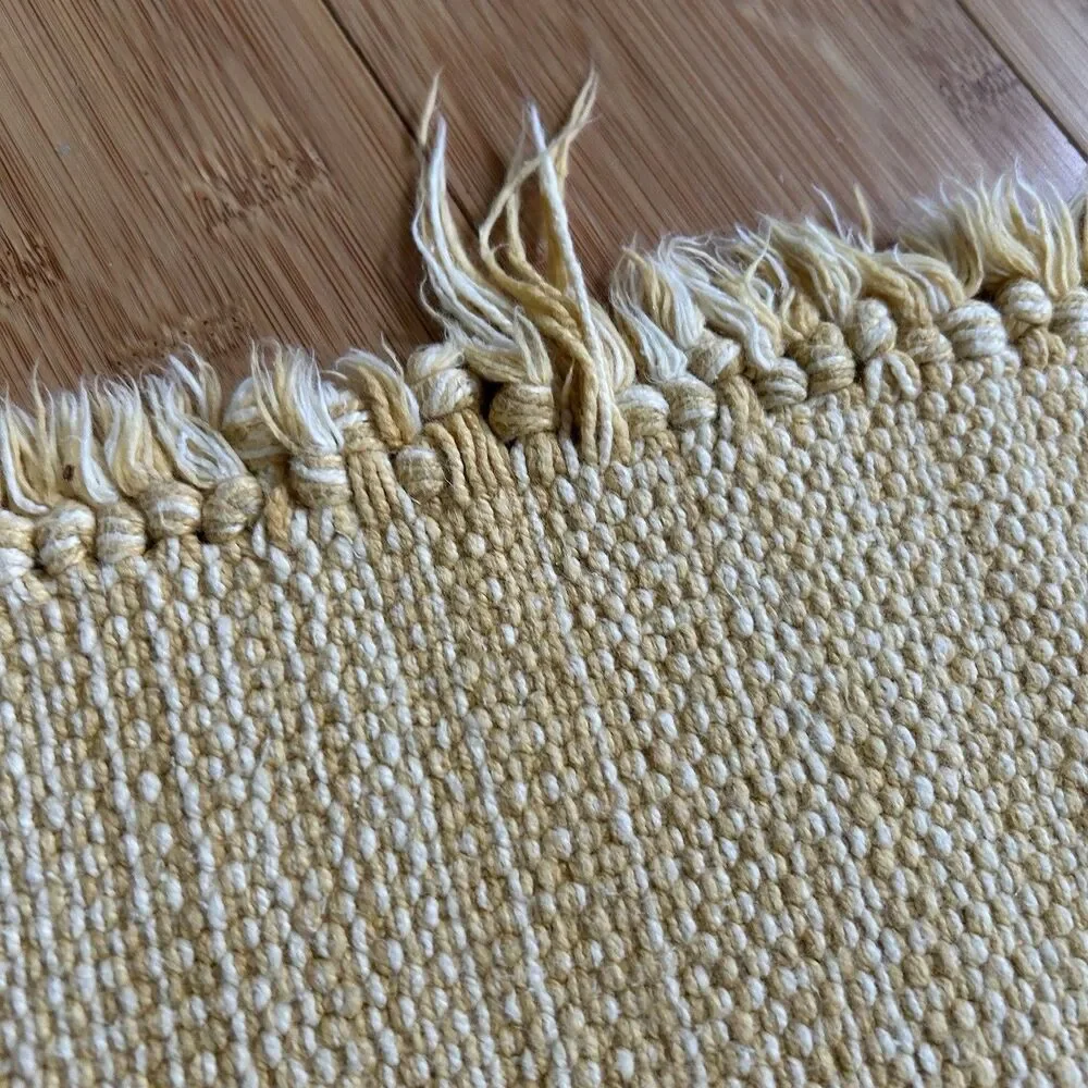 Vintage Yellow Woven Fabric Placemats Set Of 6 Dinner Table